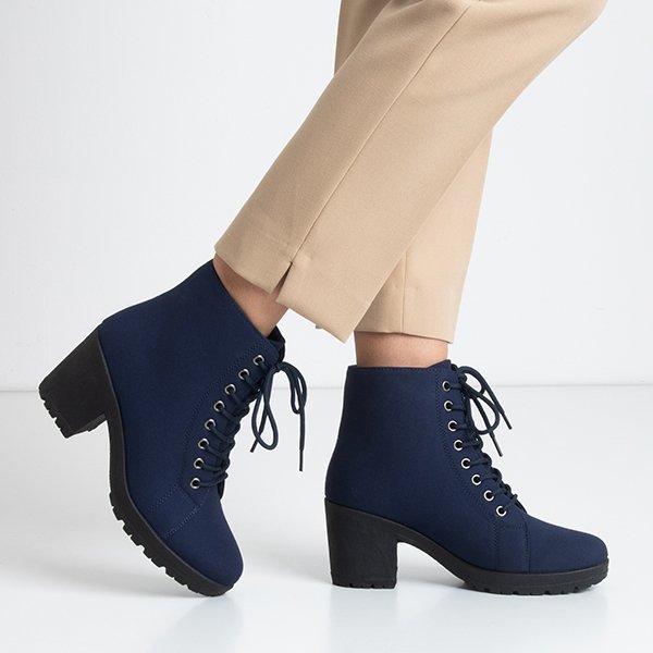 Marineblaue Stiefeletten mit hohen Absätzen für Damen Minor Footwear