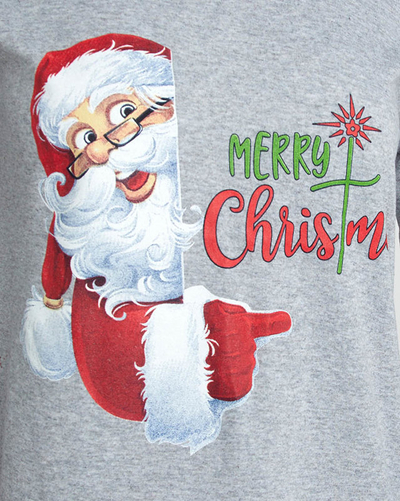 Grauer Schlafanzug für Damen mit Weihnachtsaufdruck- Kleidung