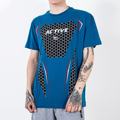 Herren Baumwoll-T-Shirt Dunkelblau mit Print - Kleidung