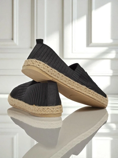 Damen Espadrilles Atena schwarz – flacher Absatz, ökologisches Wildleder