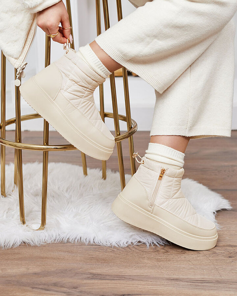 Royalfashion Damen Schlupf-Schneestiefel in cremefarben Armeda