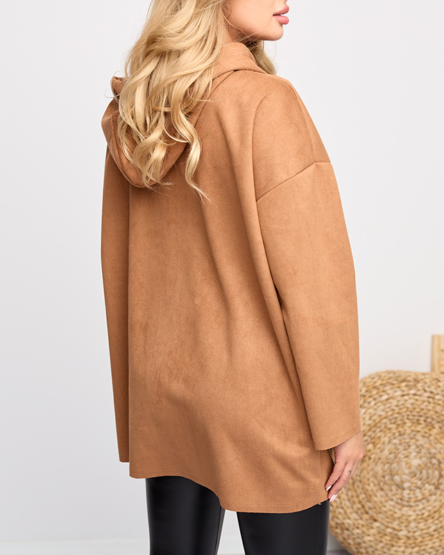 Braune Öko-Wildlederjacke für Damen - Kleidung