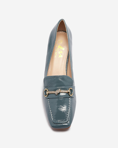 OUTLET Лаковані жіночі туфлі-мокасини сіро-блакитного кольору Welmok- Взуття