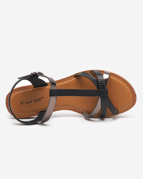 Чорні жіночі босоніжки з графітовою смужкою Logum - Одяг