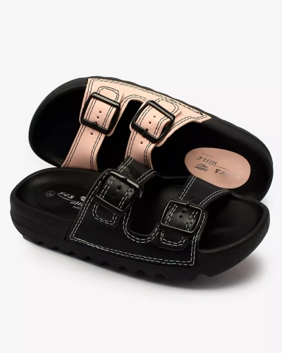 Royalfashion Rosa Damen-Flip-Flops mit Schnallen Kallov