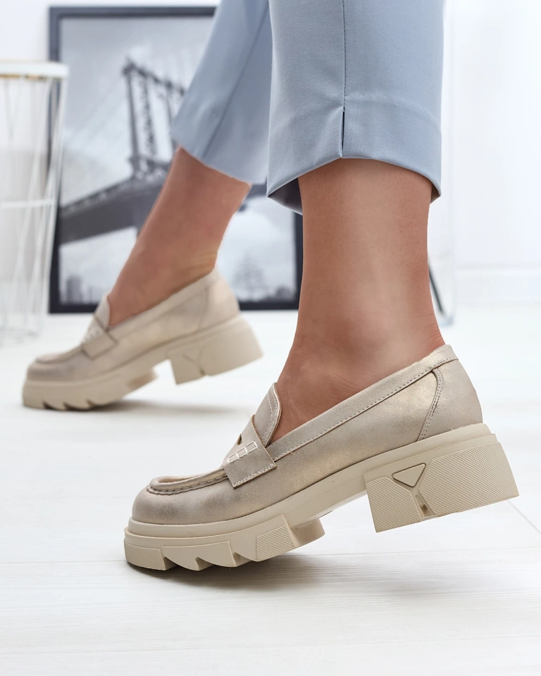 Gold Damen Öko-Leder Mokassins Sepop- Footwear