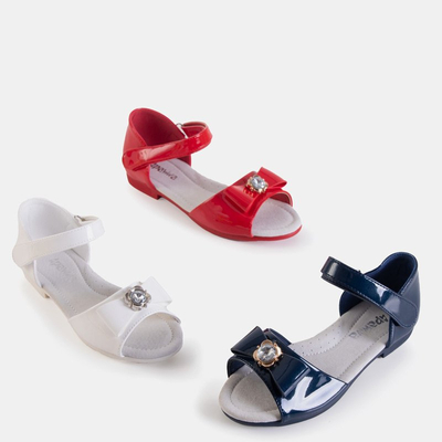OUTLET Marineblaue Kindersandalen mit Albina-Schleife - Schuhe