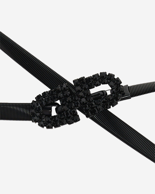 Жіночий чорний еластичний ремінь з фіанітами - аксесуари