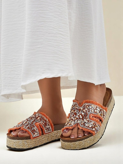 Royalfashion Damen-Pantoletten mit Candy Candy Verzierungen