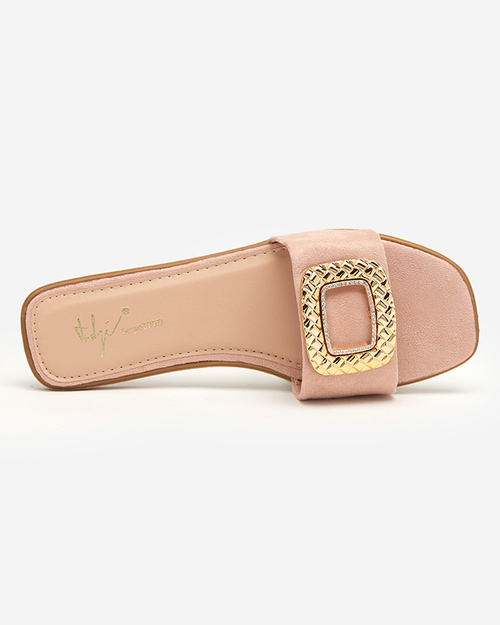 Рожеві жіночі шльопанці із золотою пряжкою Lozi