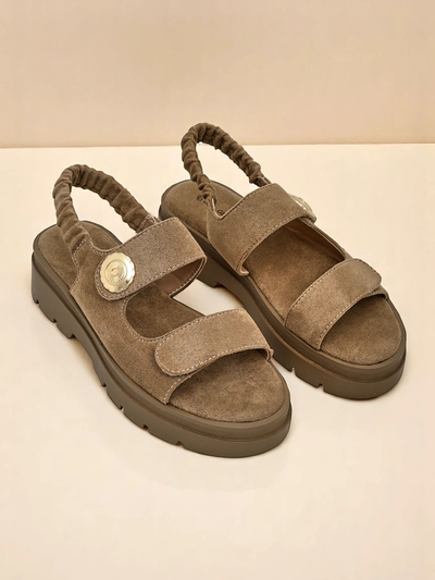 Damen Sandalen Royalfashion Callisto braun Öko-Leder Plateau