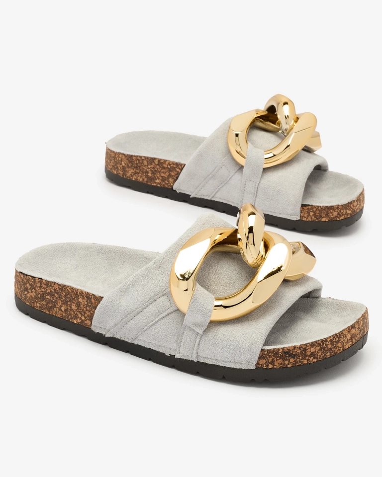 Royalfashion Damen Flip-Flops mit Kunststoffkette in grau Opikri
