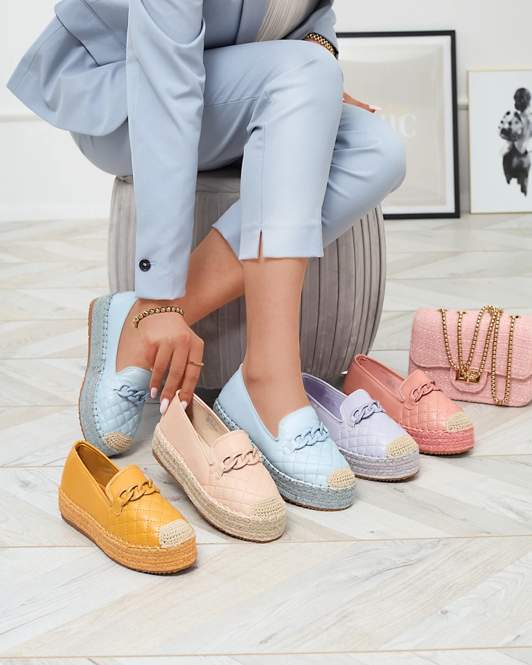 Damen verschönerte Plateau-Espadrilles in rosa Keliga - Schuhe