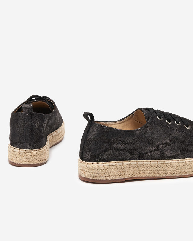 Schwarze Damen-Espadrilles mit glänzender Prägung Tenerica - Schuhe