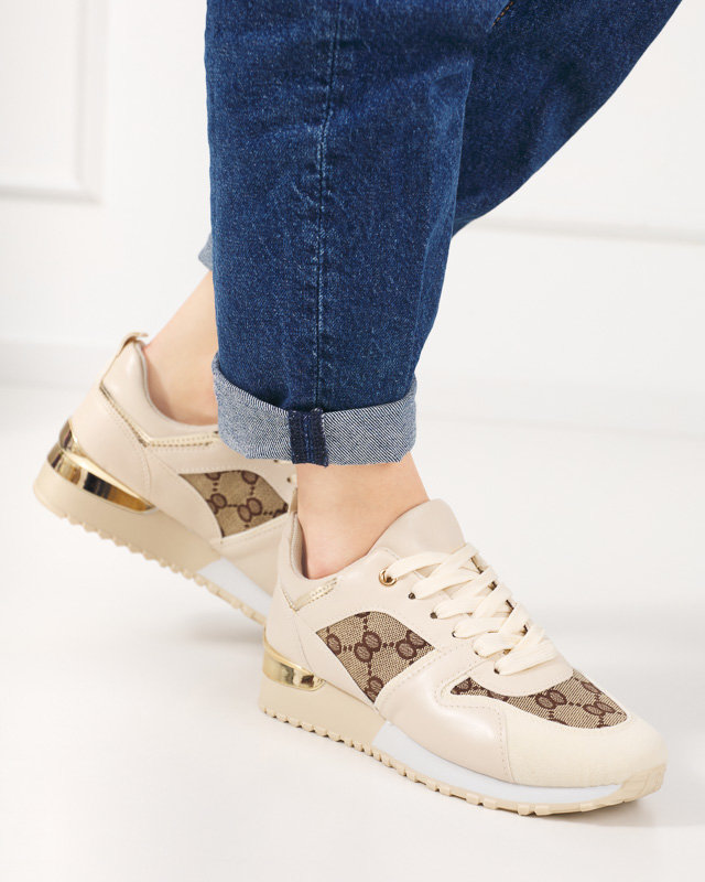 OUTLET Damen-Sportschuhe in Beige mit Engla-Aufdruck - Schuhe