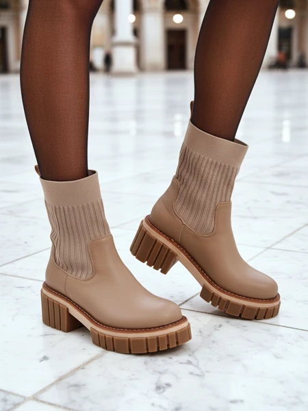 Damen Stiefeletten mit Blockabsatz aus Öko-Leder Ivy Storm