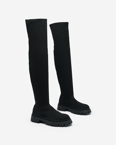 Royalfashion Schwarzer Damenstiefel zum Hineinschlüpfen Radgitas