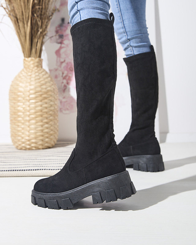 Schwarze kniehohe Damenstiefel zum Hineinschlüpfen Nedara - Footwear