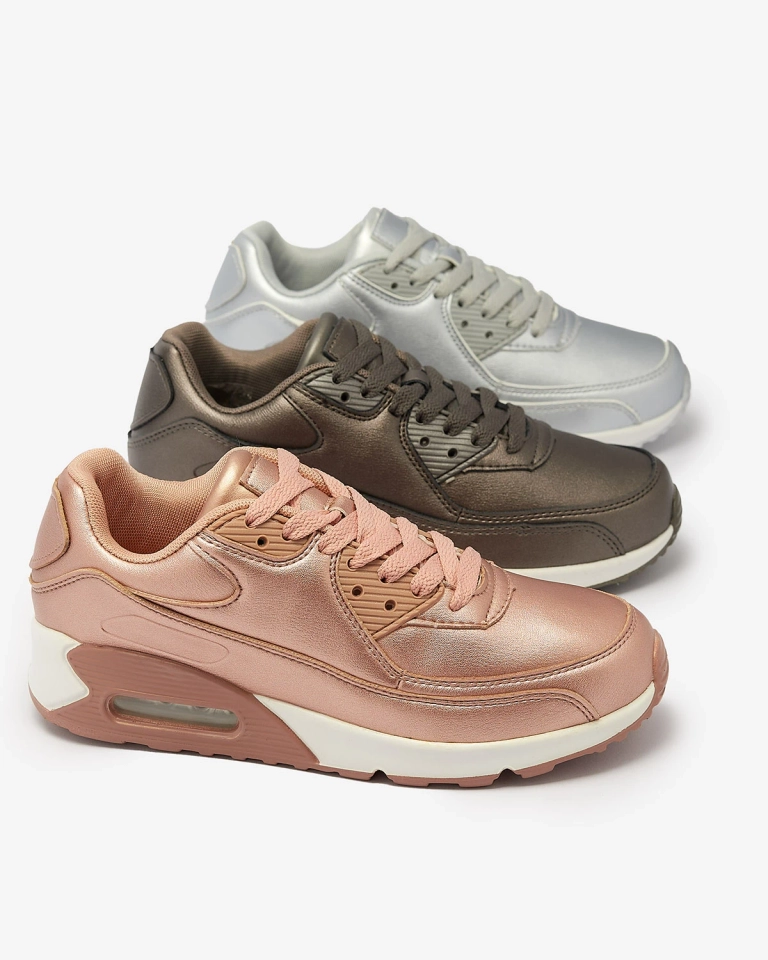 Silberfarbene Damen-Schnürschuhe Moteri - Footwear