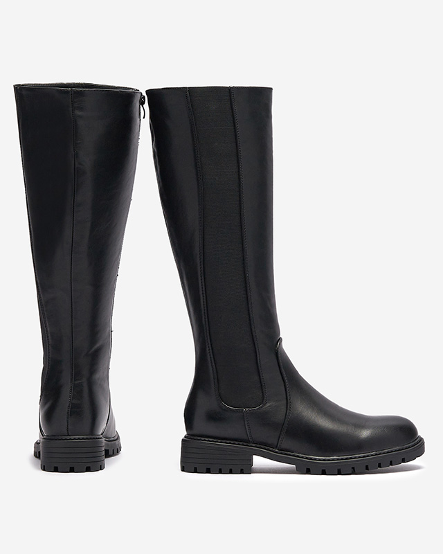 Kniehohe Damenstiefel mit flachem Absatz in schwarz Dexis - Footwear