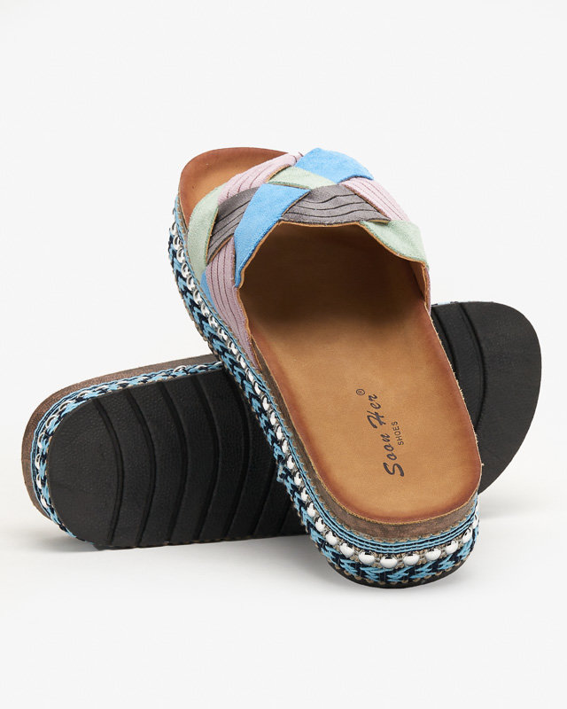 Bunte Damenhausschuhe auf dicker Sohle Cekolina - Schuhe