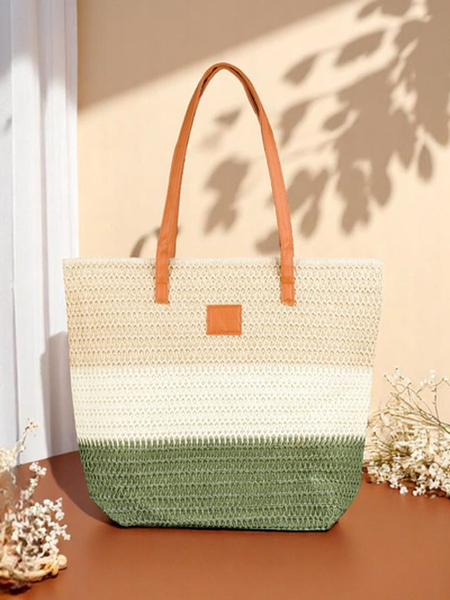 Royalfashion Große Strohtasche für Damen mit breiten Streifen