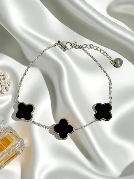 Callisto Nero Armband aus Edelstahl mit Blumenmotiv