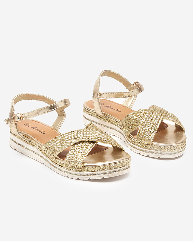 Goldene Damensandalen mit Flechtmuster und Glitzer Metifa - Footwear