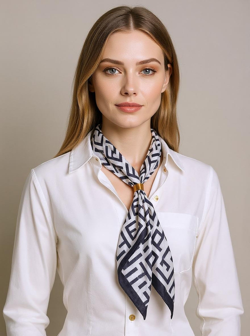 Жіноча хустка Polyhymnia кремова, геометричний візерунок, поліестер