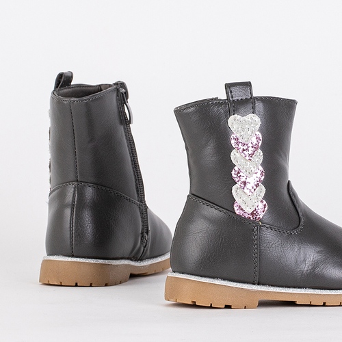 Сірі дитячі чобітки з оздобленням Nokimi