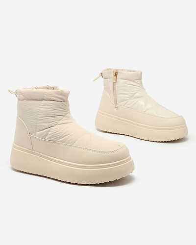 Royalfashion Damen Schlupf-Schneestiefel in cremefarben Armeda