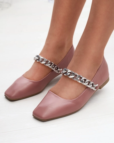 Dunkelrosa Damen Ballerinas mit Kette Serima - Schuhe