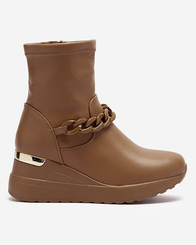 Hellbraune Damenstiefel auf Anker mit Kette Fefricca- Footwear