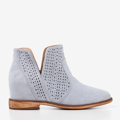 Hellblaue Stiefel auf einem überzogenen Besis-Cowboystiefel mit Keilabsatz - Schuhe 1