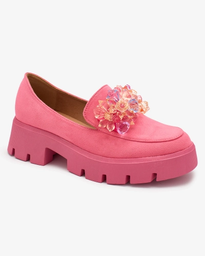 Жіночі мокасини Royalfashion Fuchsia з різнокольоровими кристалами Crystal Glam