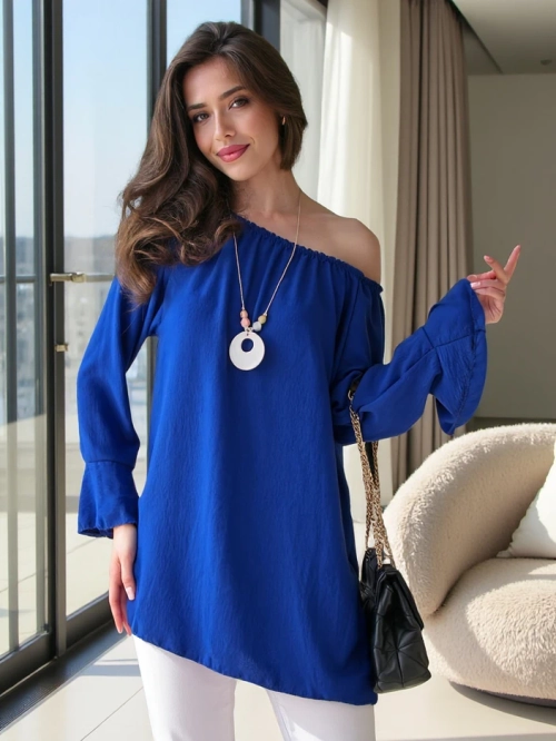 Royalfashion Жіноча блуза з відкритими плечима та воланами