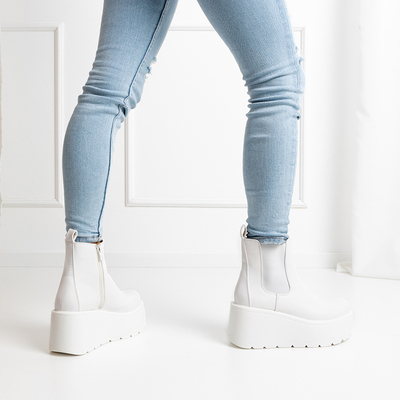 Weiße Plateau-Stiefel mit Elastikeinsatz Xsai- Footwear
