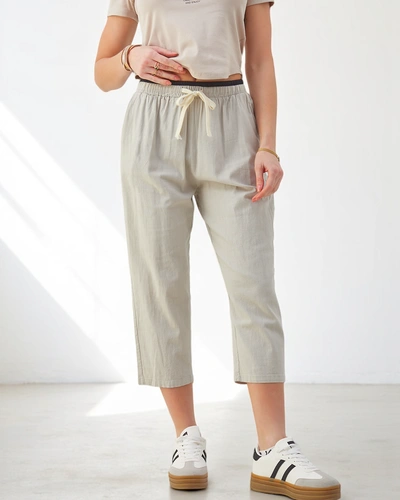 Royalfashion Baumwollweite Damenhose mit Bindegürtel