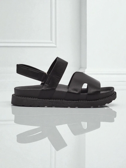 Сандалі жіночі на танкетці Hera Azzurro з екошкіри графітові на літо