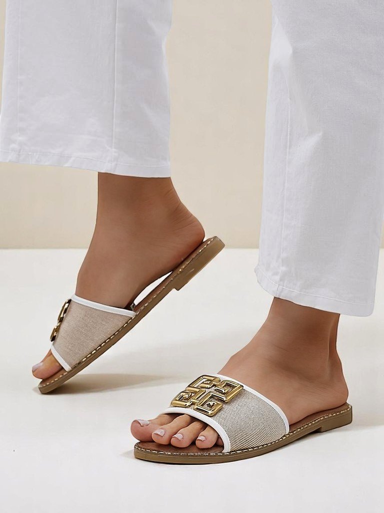 Royalfashion Damen-Pantoletten mit flacher Sohle Rorole