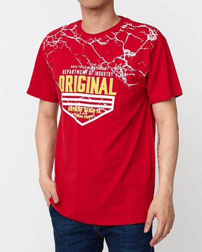 Rotes Herren-T-Shirt mit Aufdruck - Kleidung