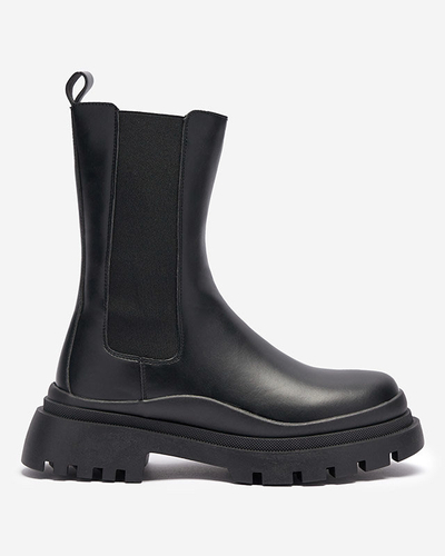 OUTLET Schwarze Damenstiefel mit flachem Absatz Okidas - Footwear