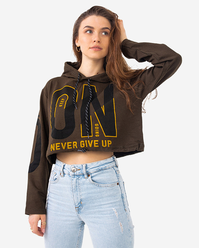 Dunkelgrünes Damen Crop Top mit Kapuze - Kleidung