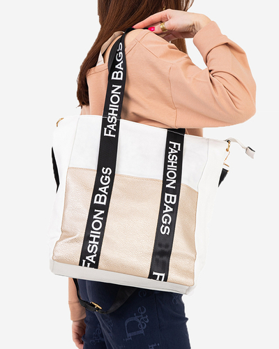 Shopper in Weiß und Gold mit sportlichen Streifen - Accessoires
