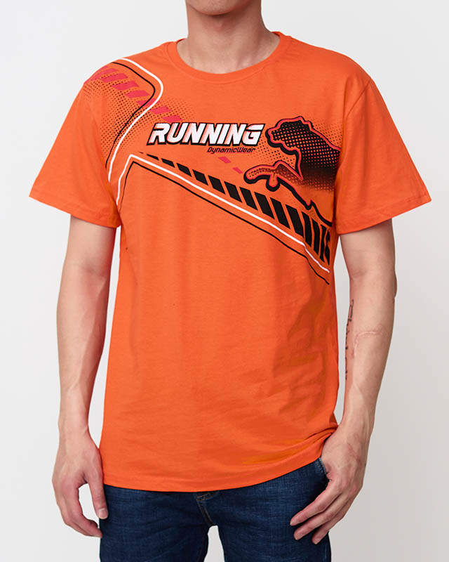 Herren-T-Shirt mit orangefarbenem Aufdruck - Kleidung
