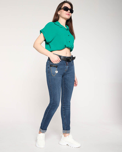 Marineblaue Jeans mit geradem Bein für Damen - Kleidung
