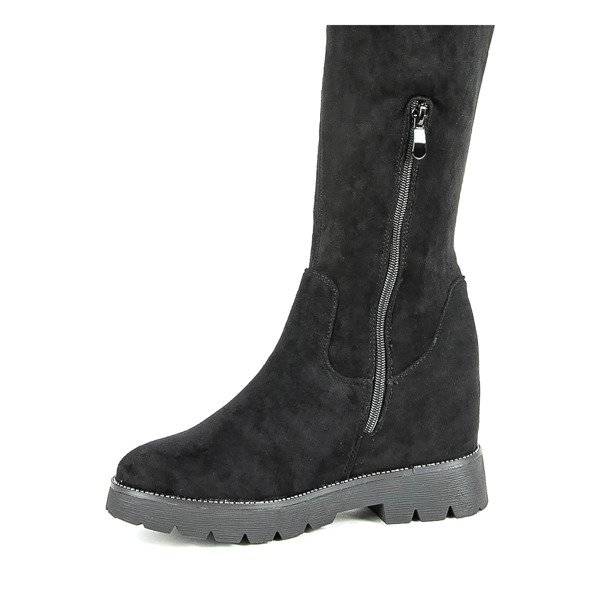 Black long boots on an indoor wedge Nulato - Footwear