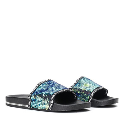 Black Summer Glow Sequins Slippers - Schuhe