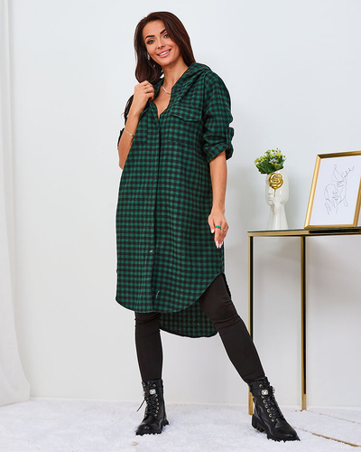 Royalfashion Grünes Damen-Karokleid