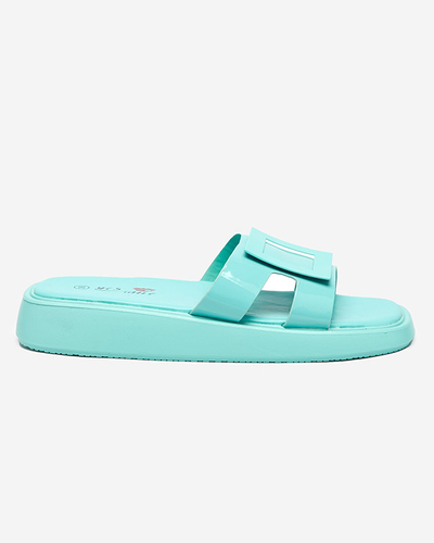 Mintfarbene Damenhausschuhe mit Zegor-Ornament - Schuhe